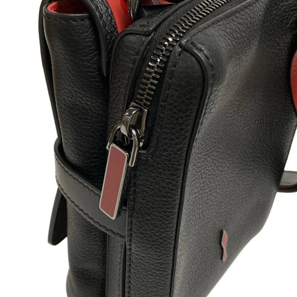 CHRISTIAN LOUBOUTIN Benesch Reporter  Black Red Leather Shoulder Bag 557-082225 - Picture 9 of 14